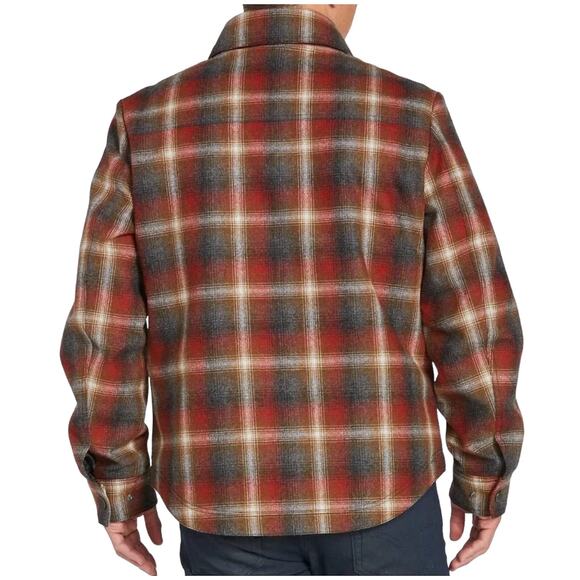 Pendleton Mens Wool Shirt Jacket Wool Shaket Sz M Red Gray Plaid Lined - Picture 4 of 9